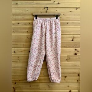 GAP X LoveShackFancy Medium Pink Floral Print Jogger Sweatpants Coquette Girly